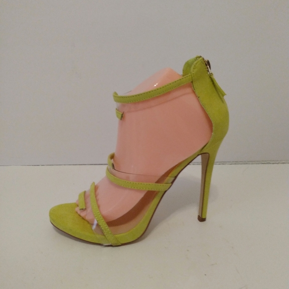Shoe Dazzle Faux Suede Clear Strappy Zip 5" Heels sz 9 - Picture 2 of 10